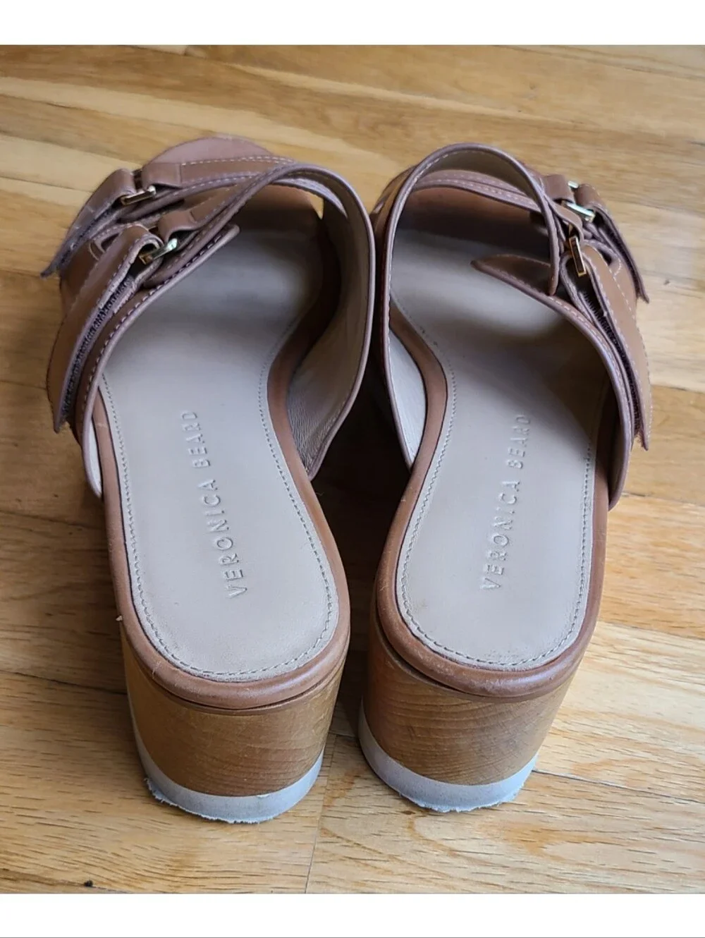 Veronica Beard Welda Platform Leather Wedge Sandal Size 7 Resortwear 70s Indie